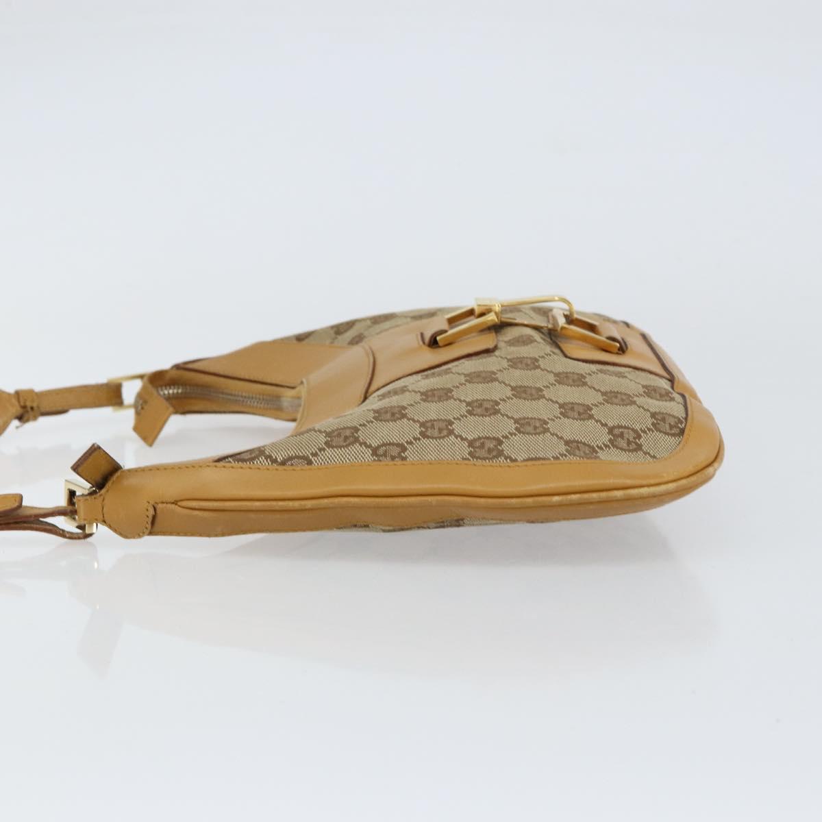 GUCCI GG Canvas Hand Bag Beige Gold Auth 155195