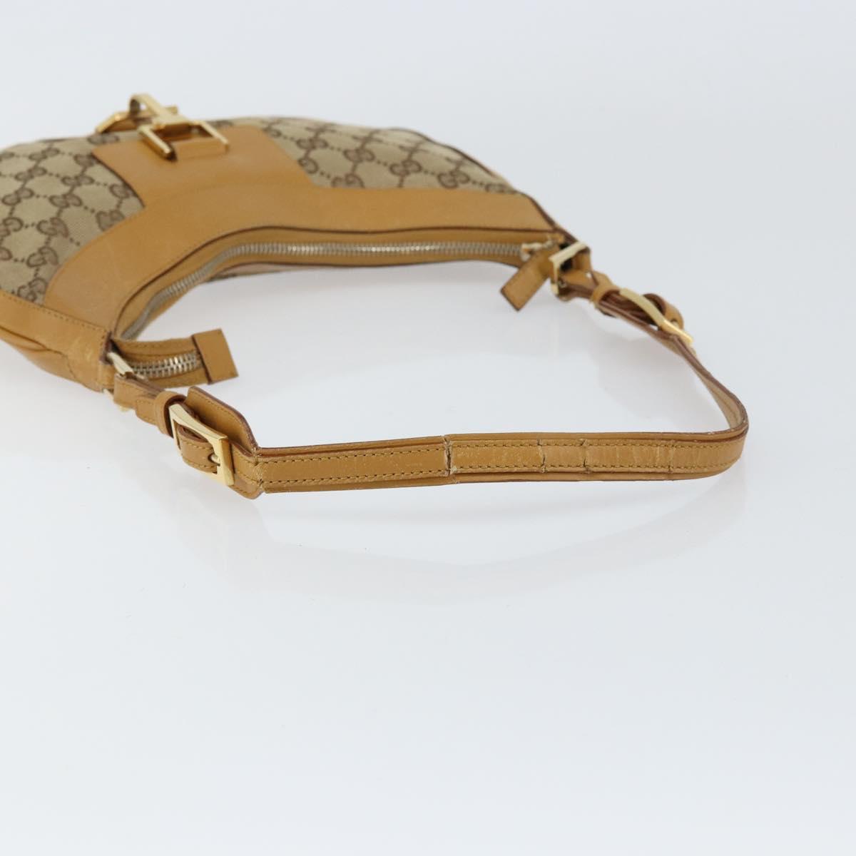 GUCCI GG Canvas Hand Bag Beige Gold Auth 155195