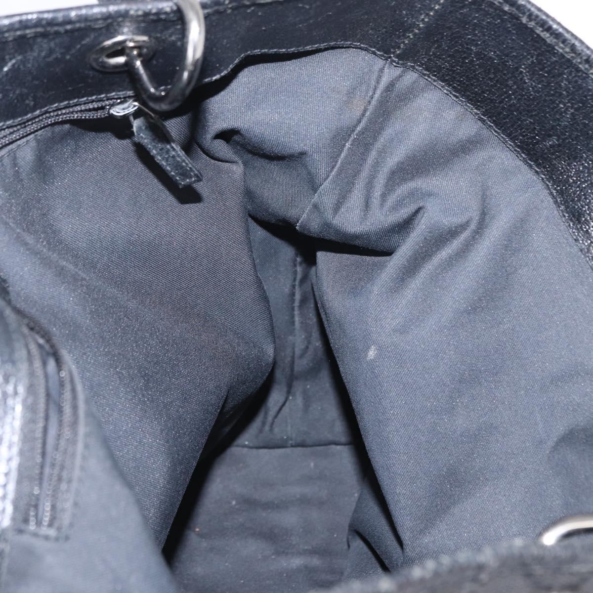 GUCCI GG Canvas Tote Bag Black Silver 120836 Auth 155197