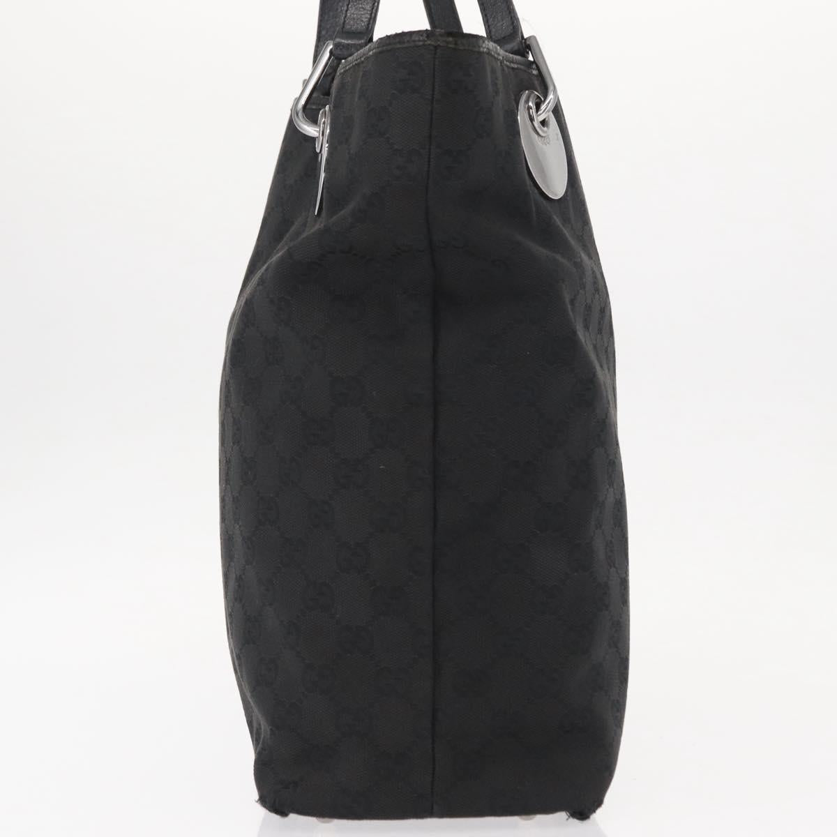 GUCCI GG Canvas Tote Bag Black Silver 120836 Auth 155197