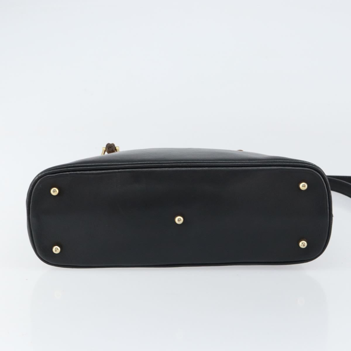 GUCCI Bamboo Hand Bag Leather 2way Black 000 1046 0290 Auth 155198