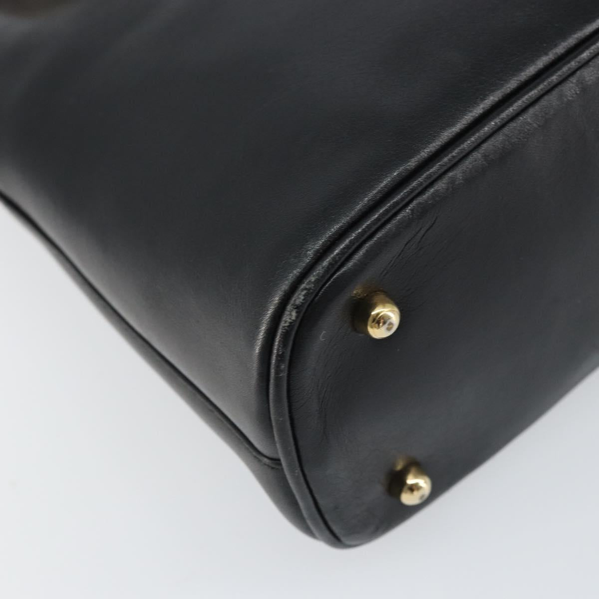 GUCCI Bamboo Hand Bag Leather 2way Black 000 1046 0290 Auth 155198