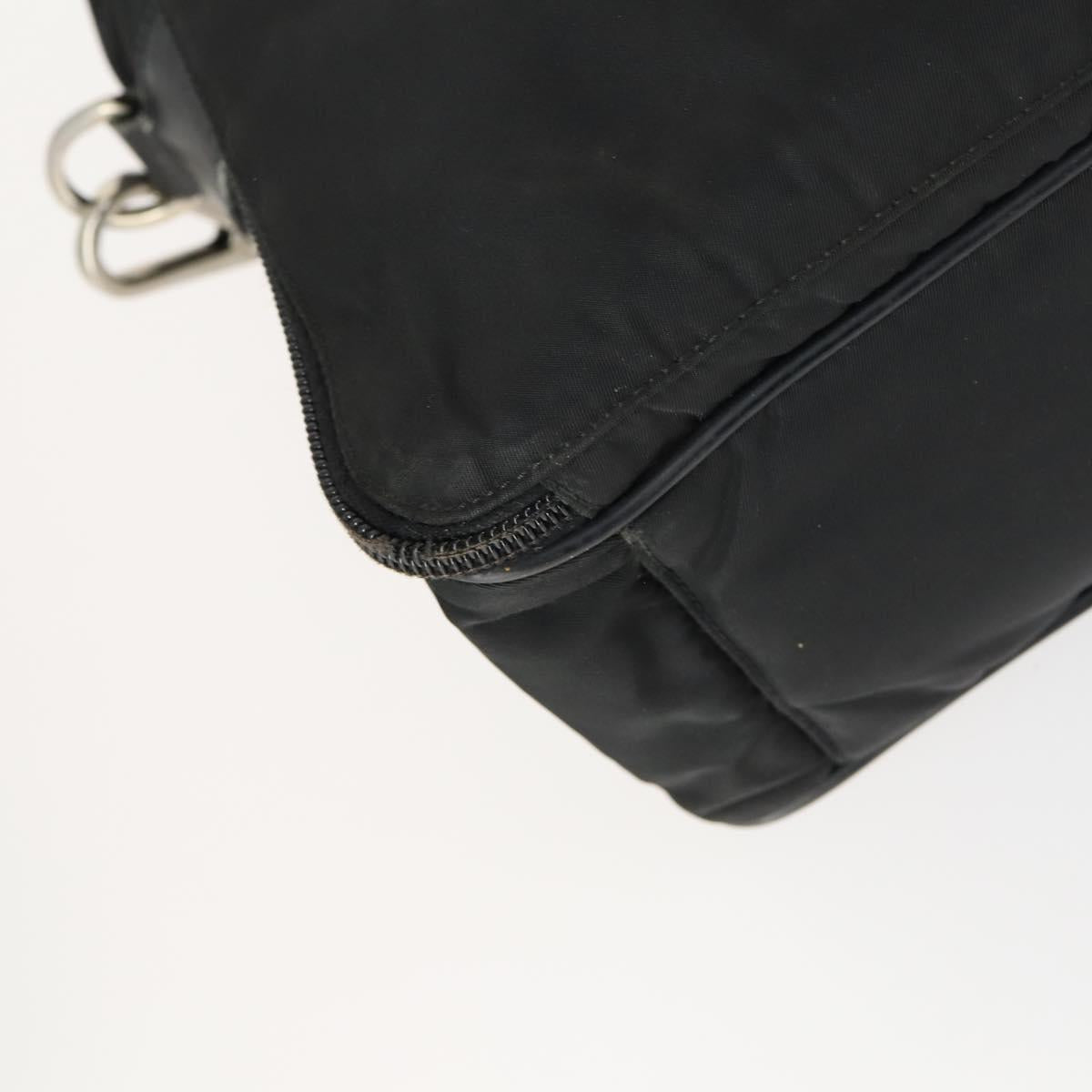 PRADA Business Bag Nylon 2way Black Silver Auth 155199