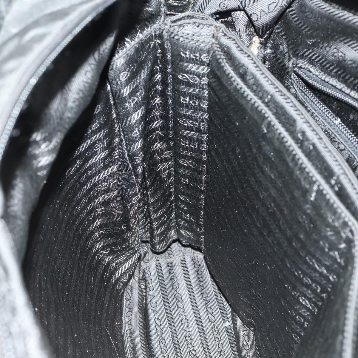 PRADA Business Bag Nylon 2way Black Silver Auth 155199