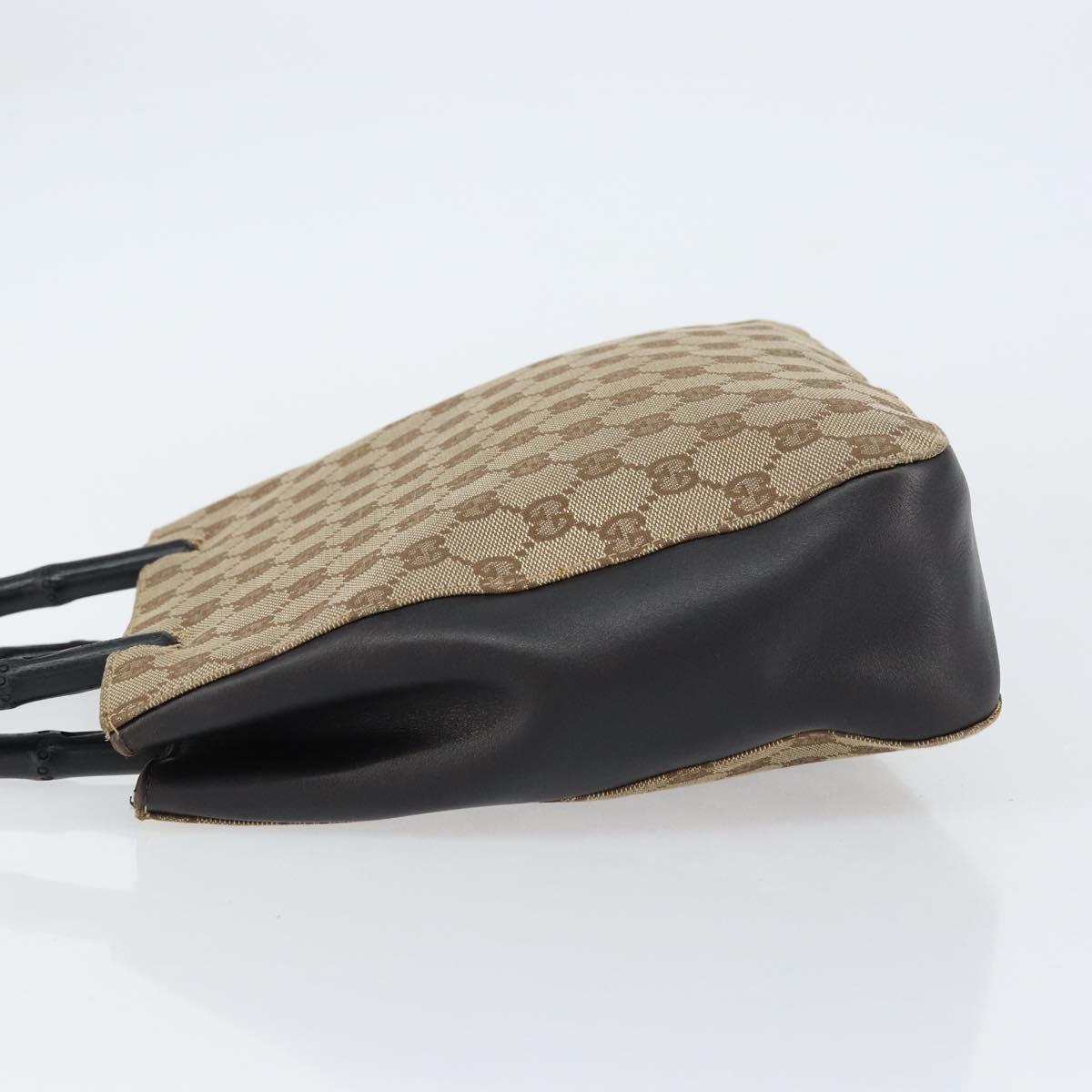 GUCCI Bamboo GG Canvas Hand Bag Beige 002 1061 Auth 155200
