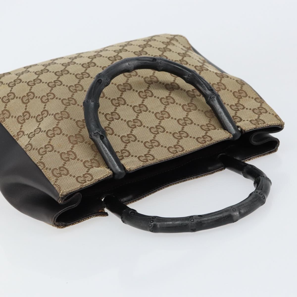 GUCCI Bamboo GG Canvas Hand Bag Beige 002 1061 Auth 155200