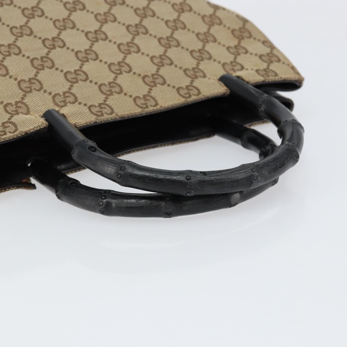 GUCCI Bamboo GG Canvas Hand Bag Beige 002 1061 Auth 155200