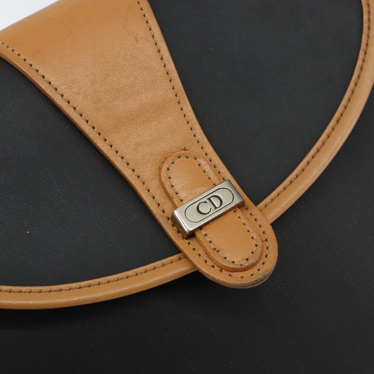 Christian Dior Shoulder Bag PVC Leather Black Gold Auth 155201