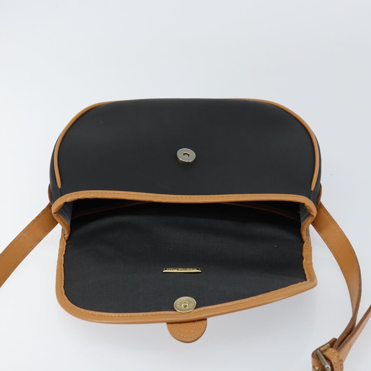 Christian Dior Shoulder Bag PVC Leather Black Gold Auth 155201