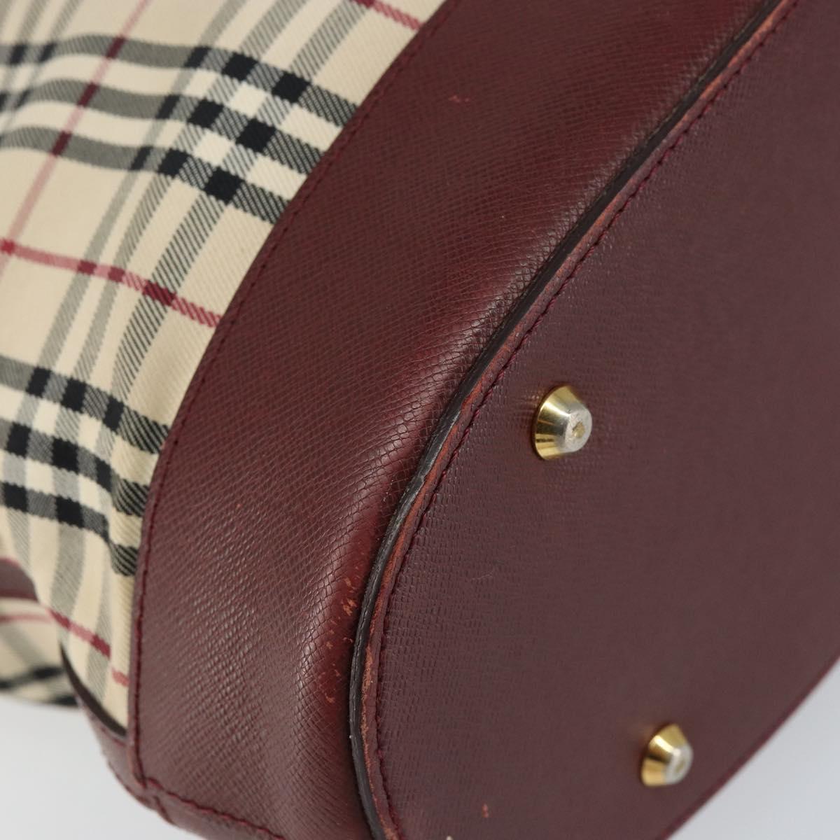 BURBERRY Nova Check Tote Bag Canvas Beige Gold Auth 155202