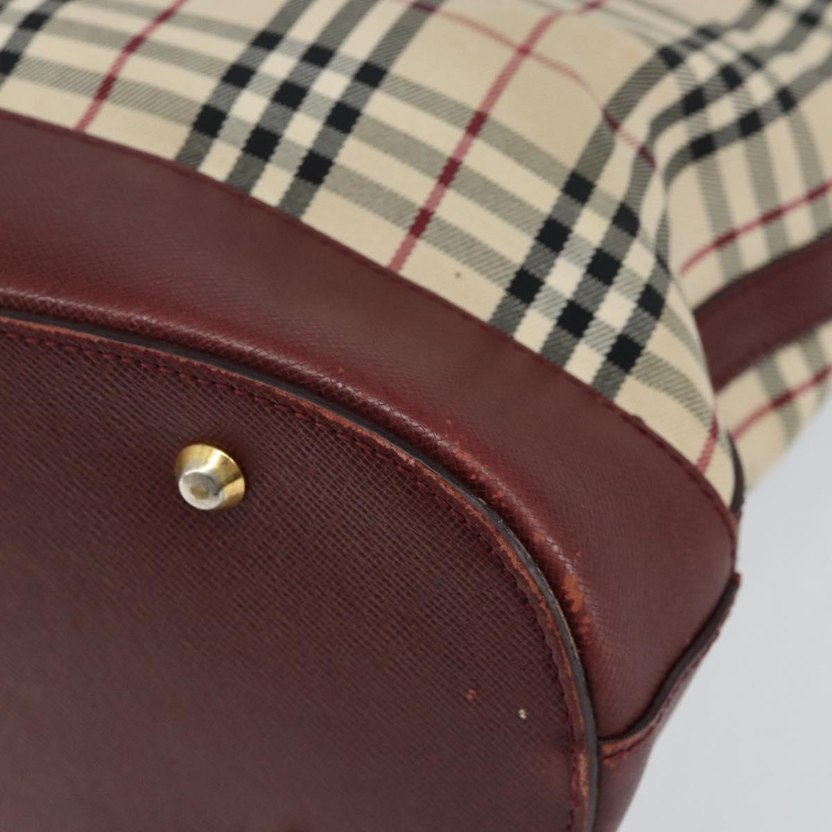 BURBERRY Nova Check Tote Bag Canvas Beige Gold Auth 155202