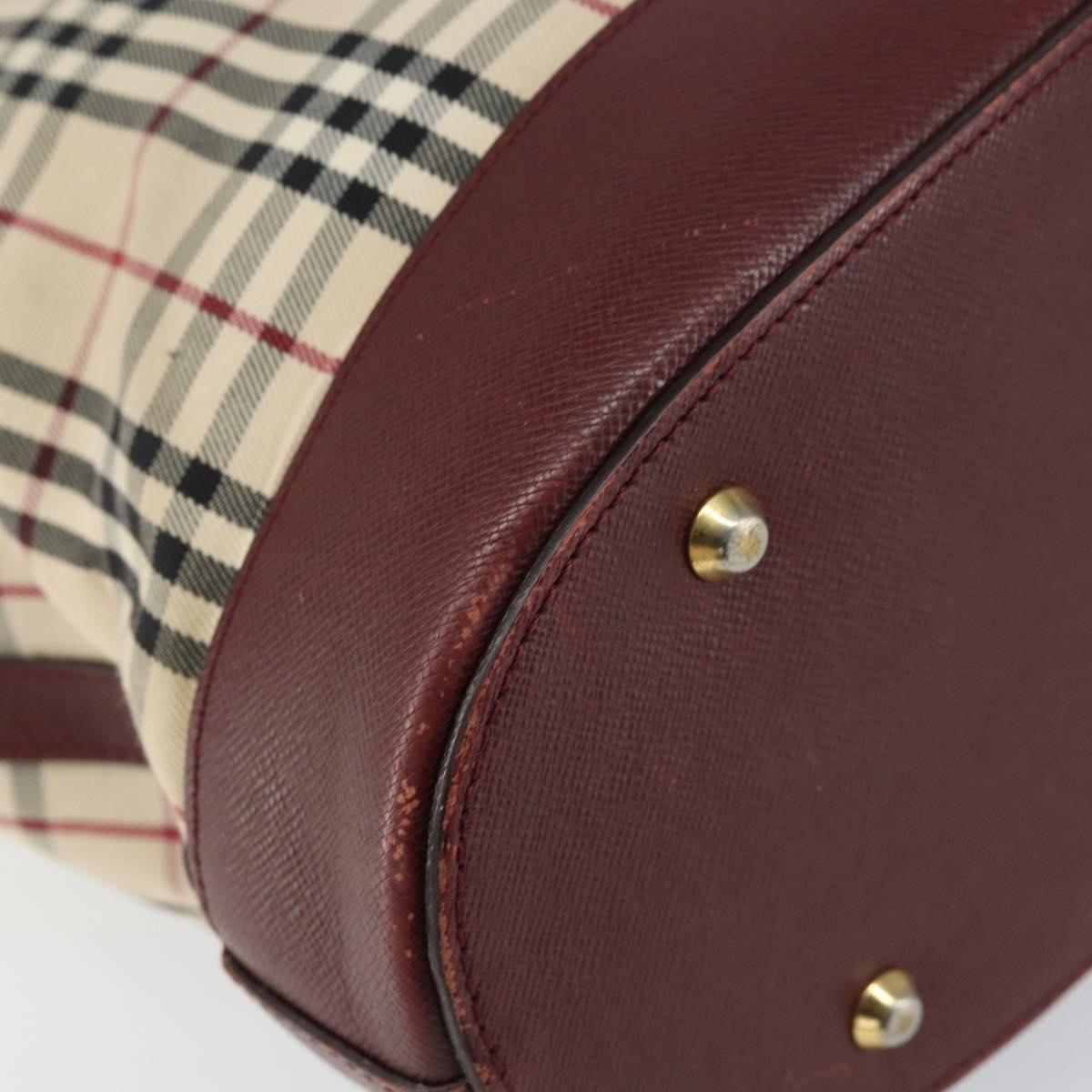 BURBERRY Nova Check Tote Bag Canvas Beige Gold Auth 155202