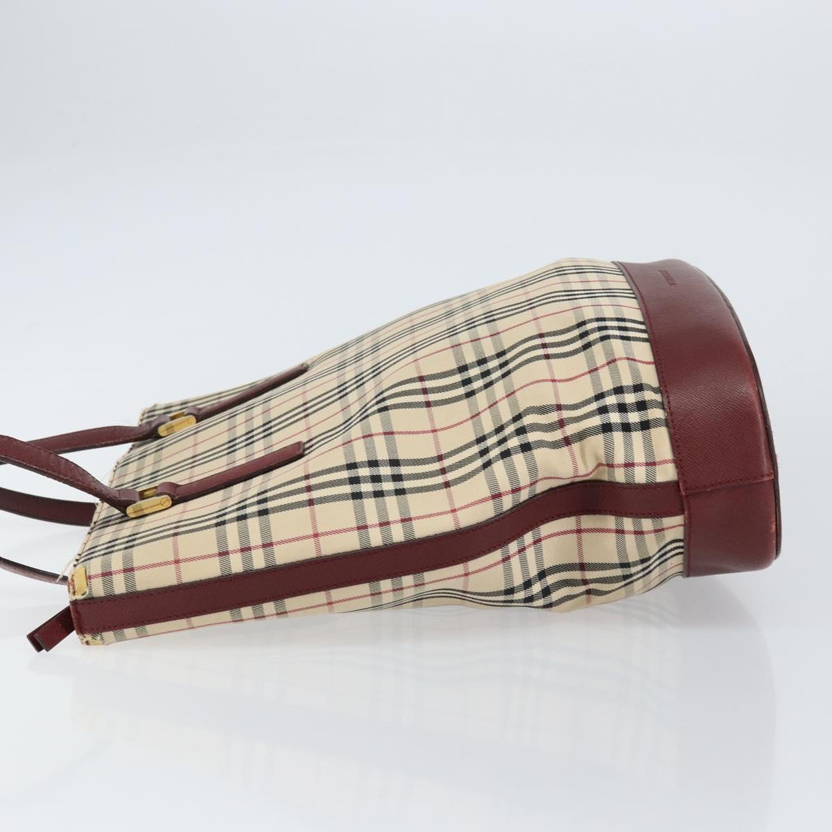 BURBERRY Nova Check Tote Bag Canvas Beige Gold Auth 155202