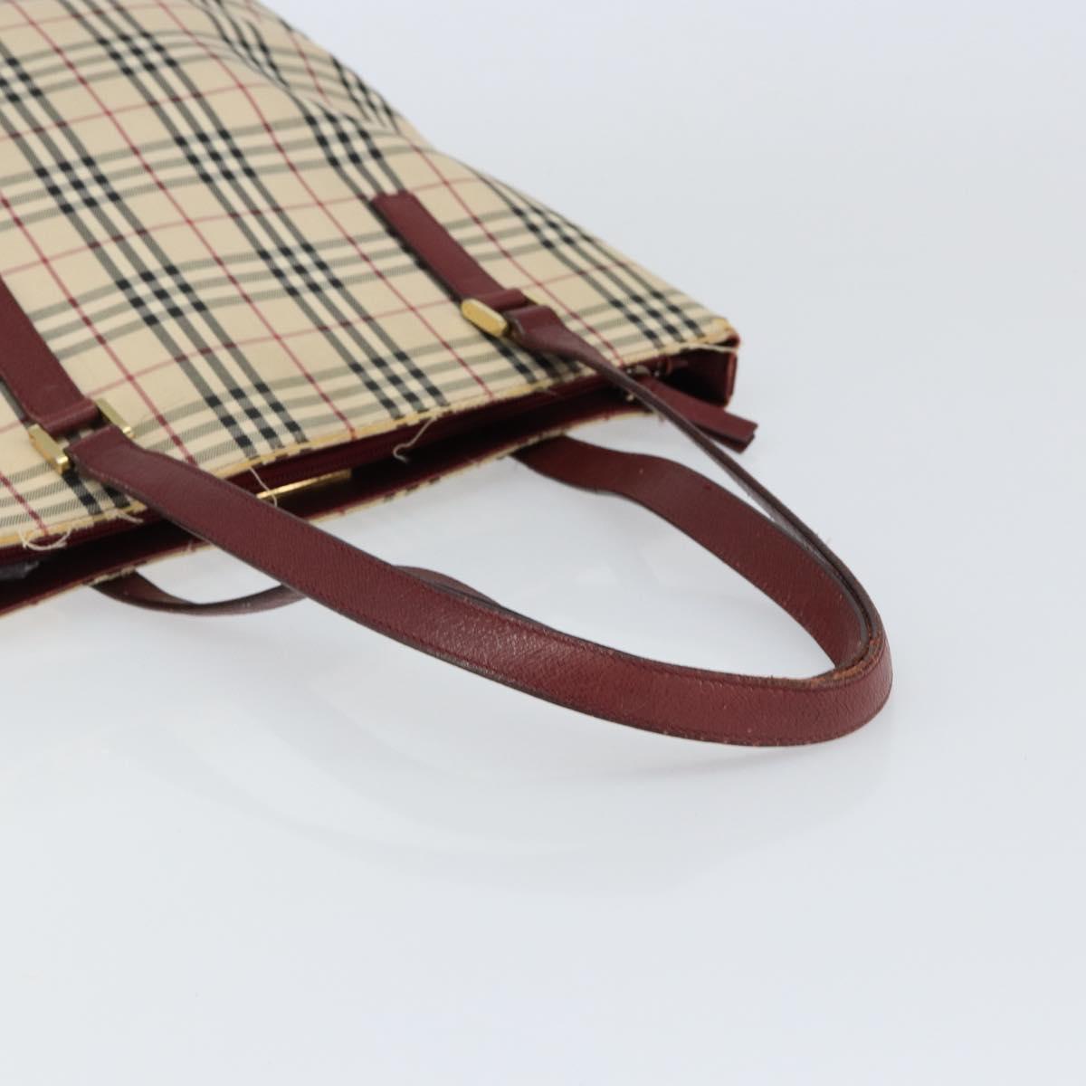 BURBERRY Nova Check Tote Bag Canvas Beige Gold Auth 155202