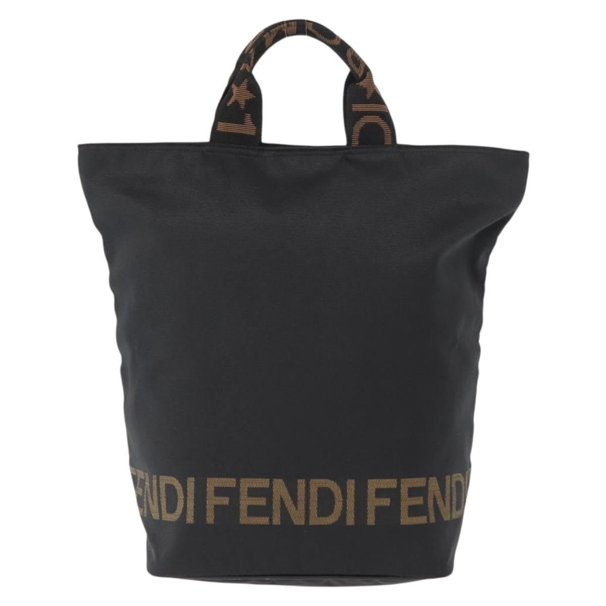 FENDI Hand Bag Nylon Black Auth 155203