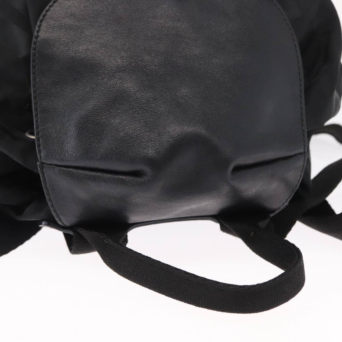 Salvatore Ferragamo Gancini Backpack Nylon Black Silver Auth 155204