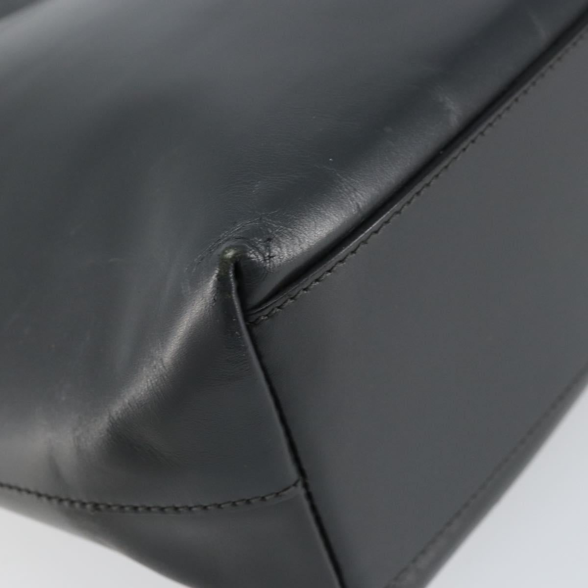 PRADA Tote Bag Leather Black Silver Auth 155205