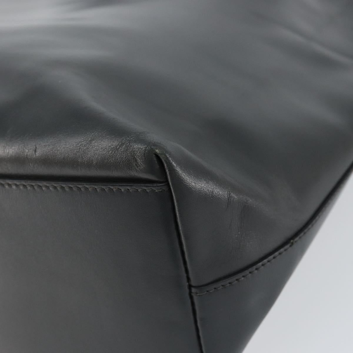 PRADA Tote Bag Leather Black Silver Auth 155205