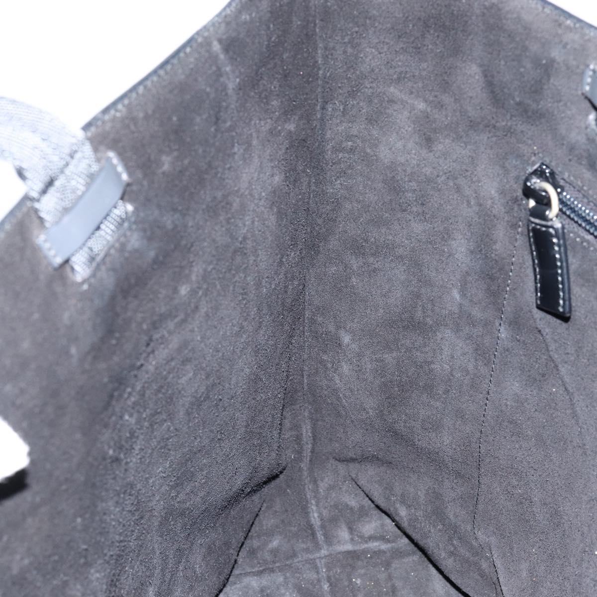 PRADA Tote Bag Leather Black Silver Auth 155205