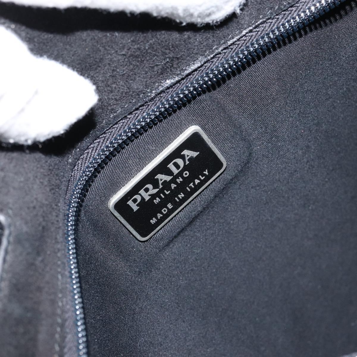 PRADA Tote Bag Leather Black Silver Auth 155205