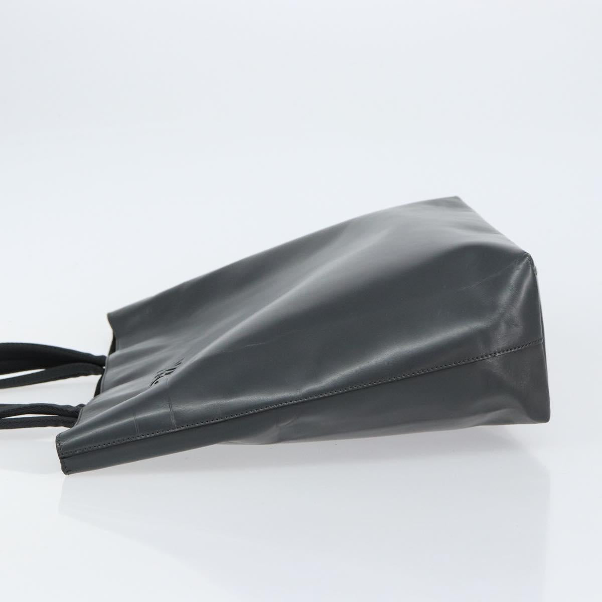 PRADA Tote Bag Leather Black Silver Auth 155205