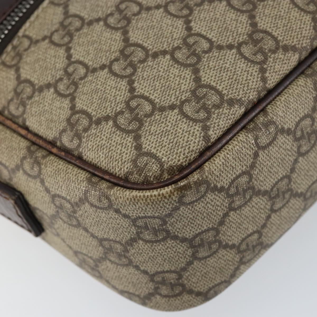 GUCCI GG Supreme Shoulder Bag PVC Beige Silver 114291 Auth 155206