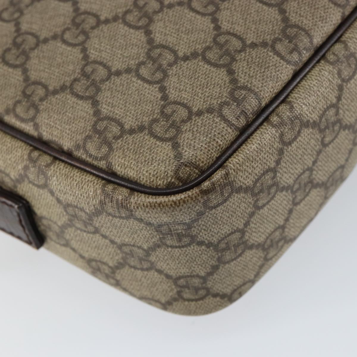 GUCCI GG Supreme Shoulder Bag PVC Beige Silver 114291 Auth 155206