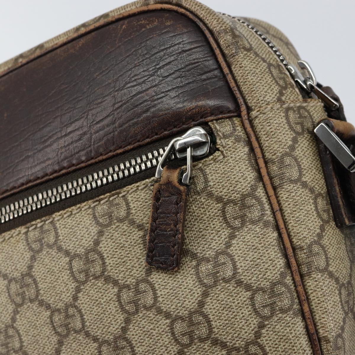 GUCCI GG Supreme Shoulder Bag PVC Beige Silver 114291 Auth 155206