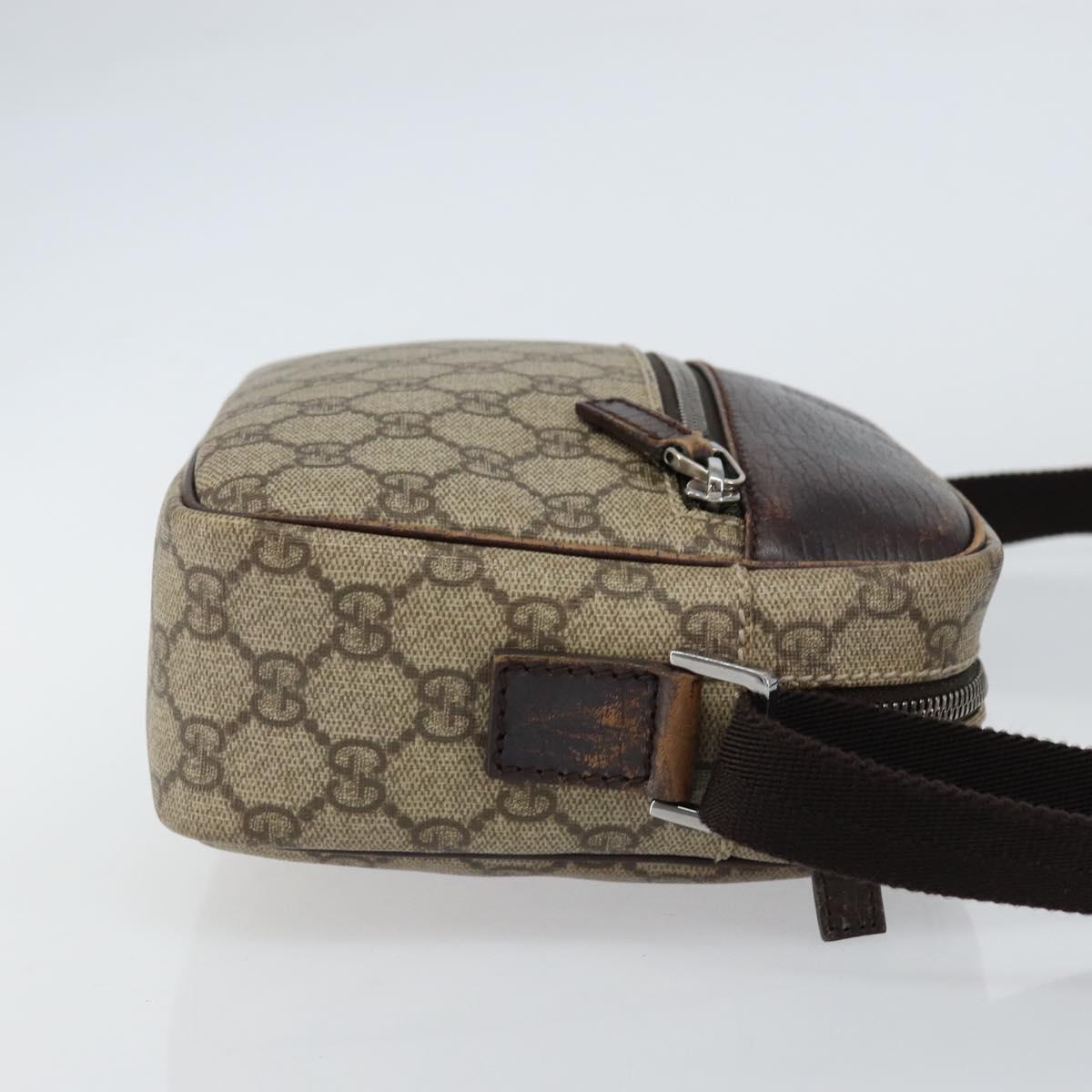 GUCCI GG Supreme Shoulder Bag PVC Beige Silver 114291 Auth 155206