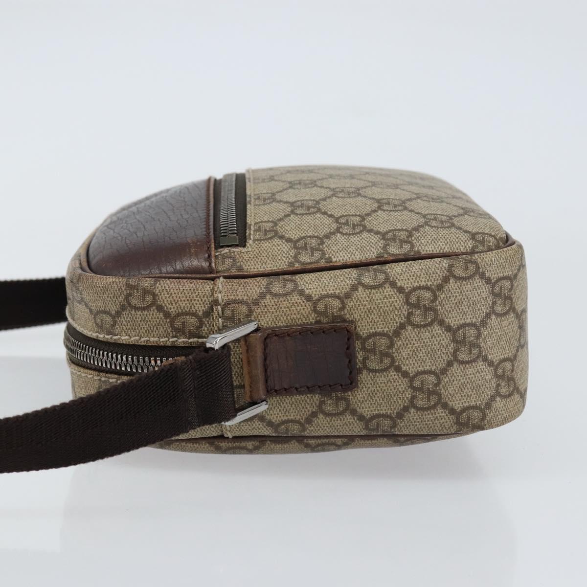 GUCCI GG Supreme Shoulder Bag PVC Beige Silver 114291 Auth 155206