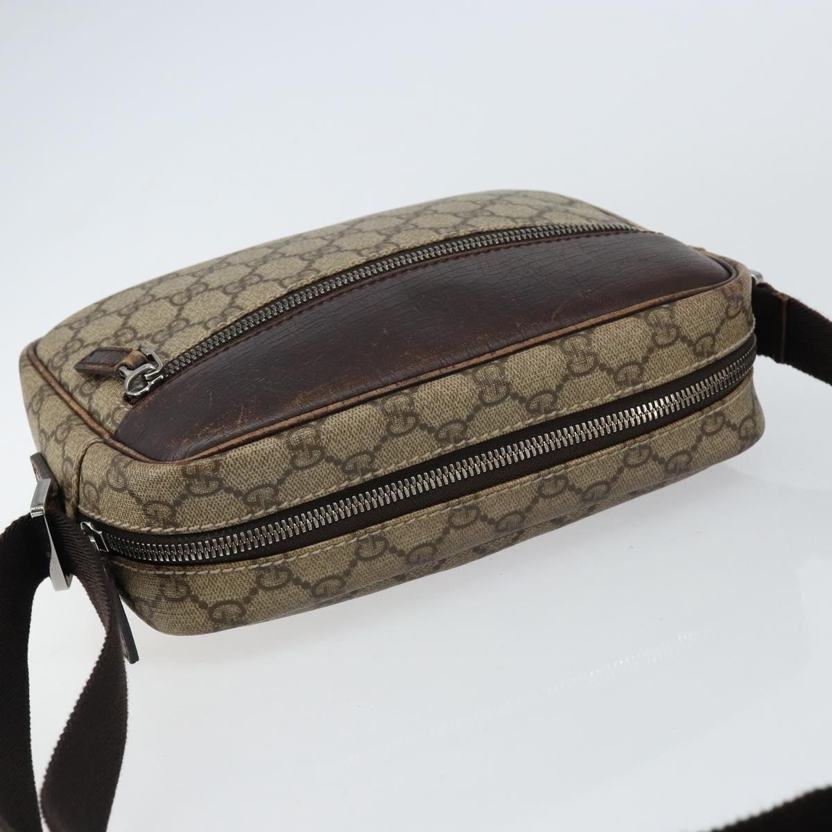 GUCCI GG Supreme Shoulder Bag PVC Beige Silver 114291 Auth 155206