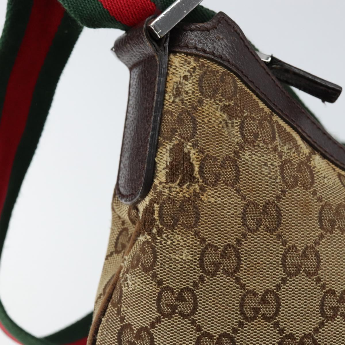 GUCCI GG Canvas Web Sherry Line Shoulder Bag Beige Red Green 181092 Auth 155208