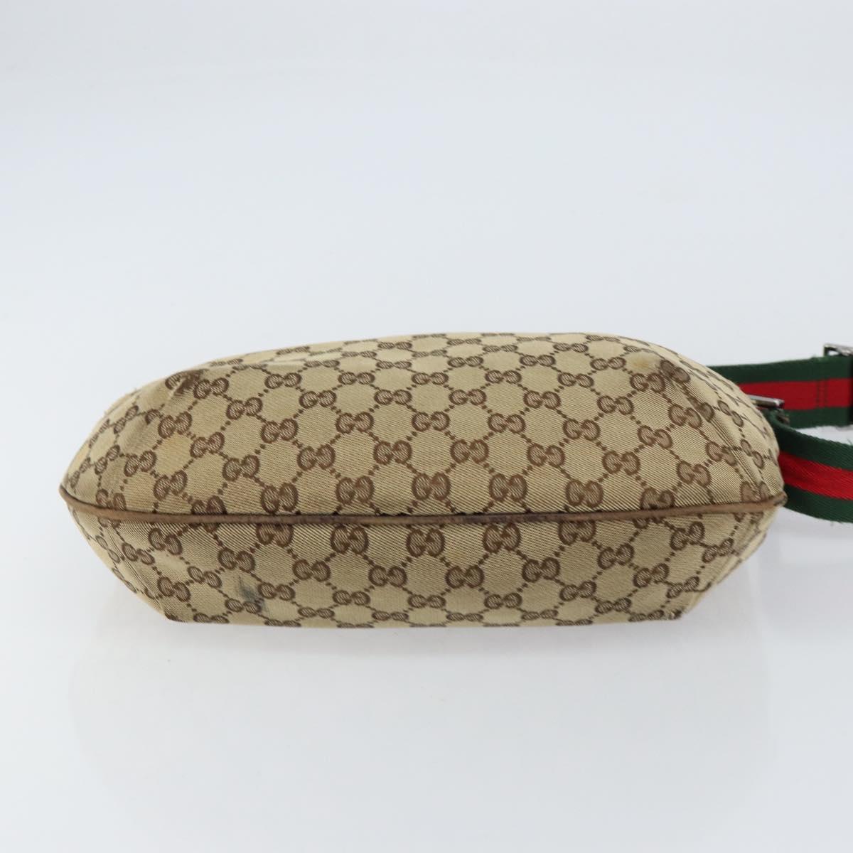 GUCCI GG Canvas Web Sherry Line Shoulder Bag Beige Red Green 181092 Auth 155208