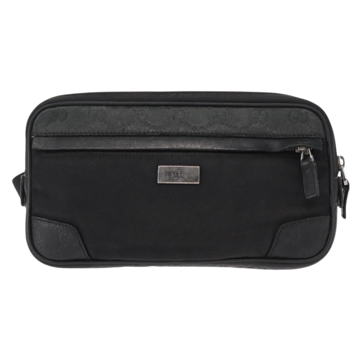 GUCCI Guccissima Waist bag Nylon Black 162417 Auth 155211