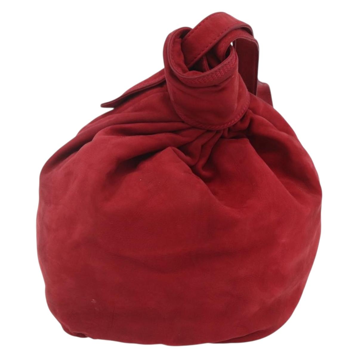 LOEWE Shoulder Bag Suede Red Auth 155213