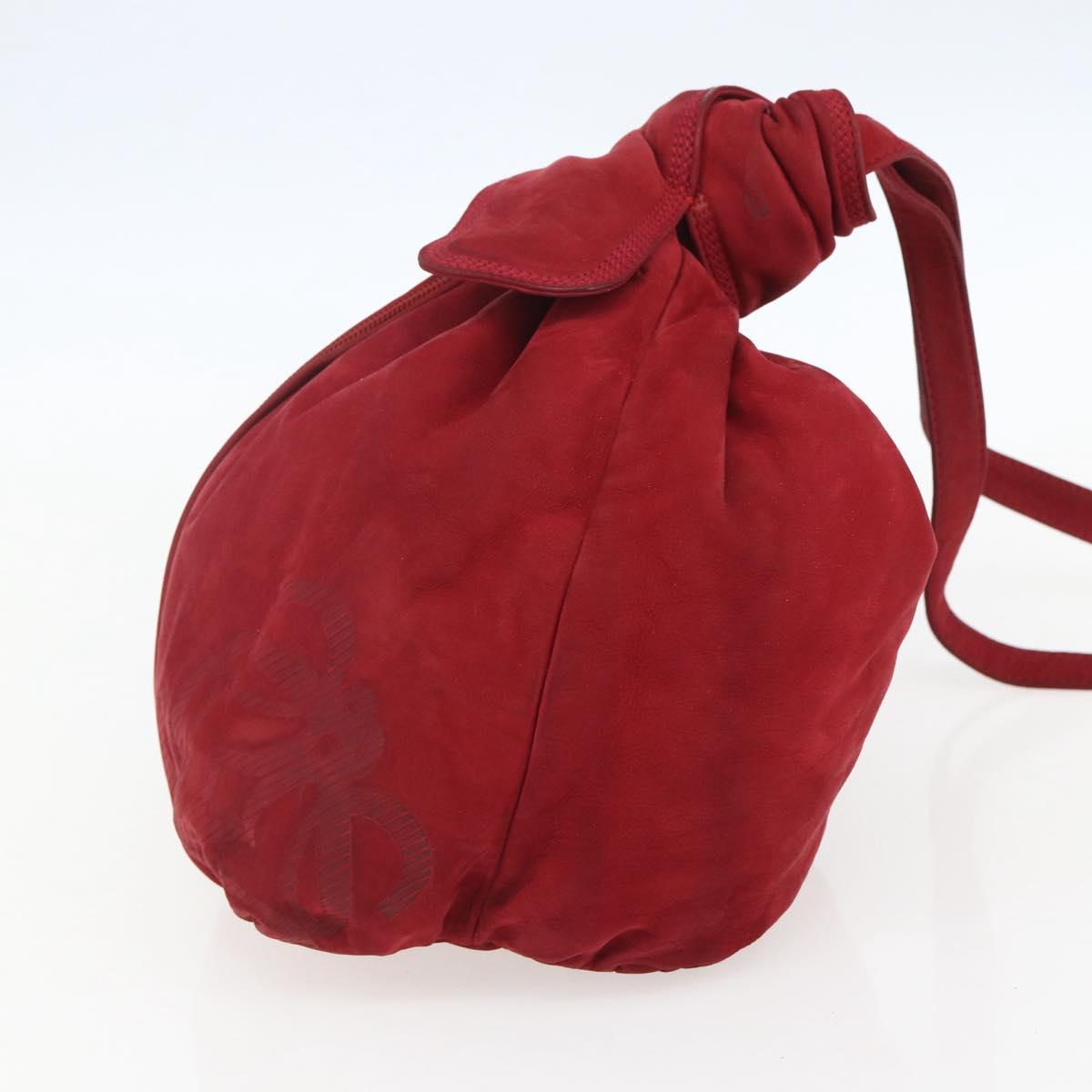 LOEWE Shoulder Bag Suede Red Auth 155213