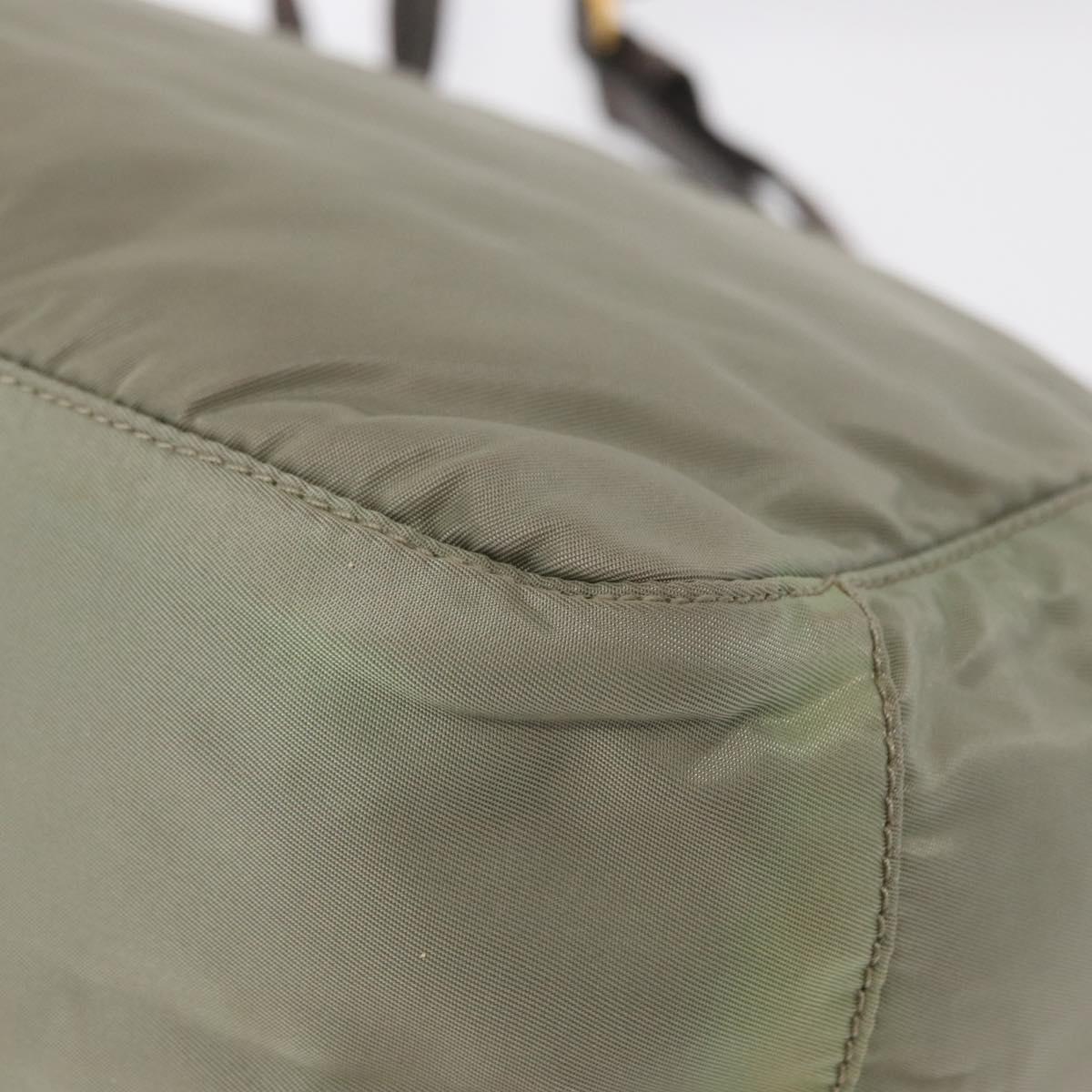 PRADA Shoulder Bag Nylon Green Gold Auth 155214