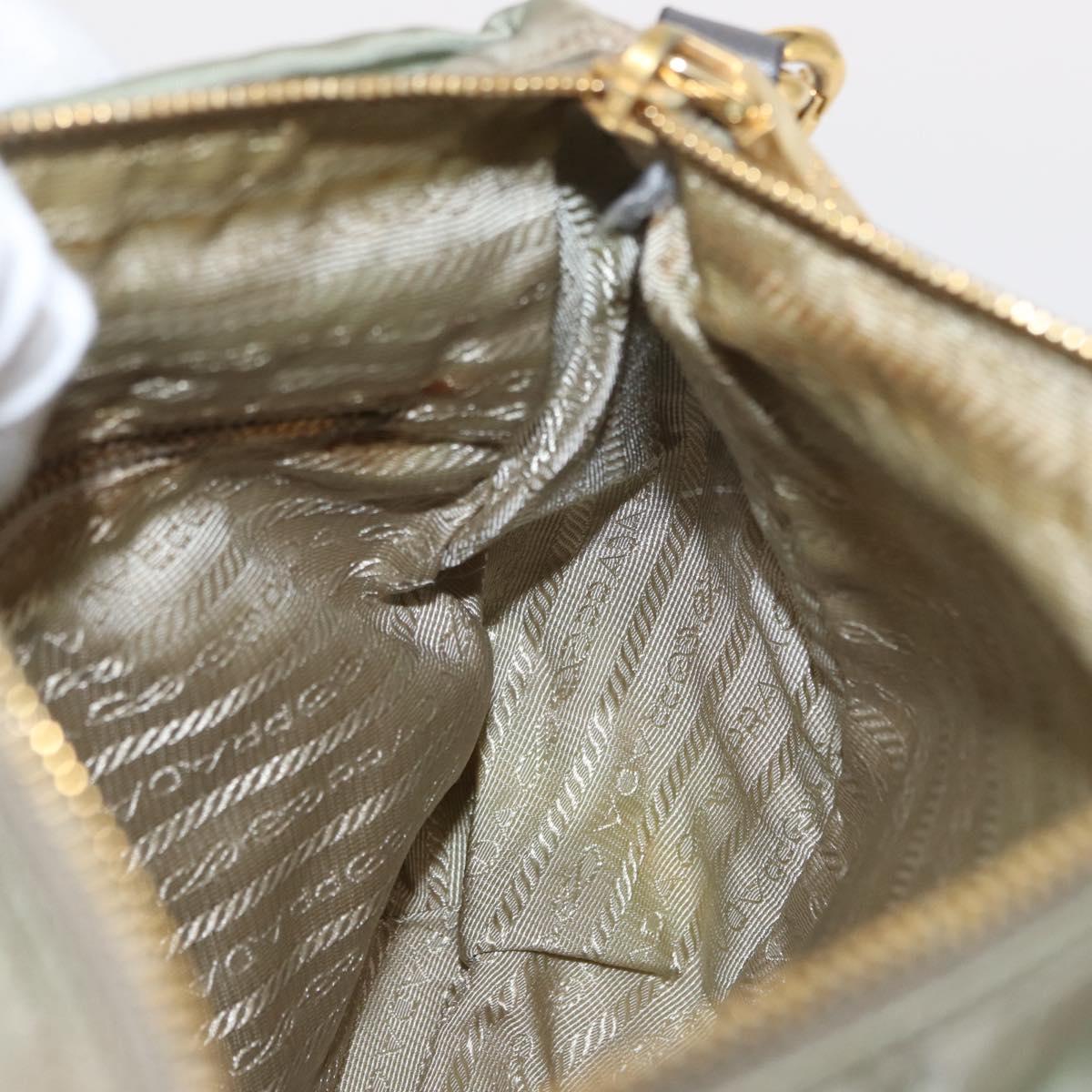 PRADA Shoulder Bag Nylon Green Gold Auth 155214