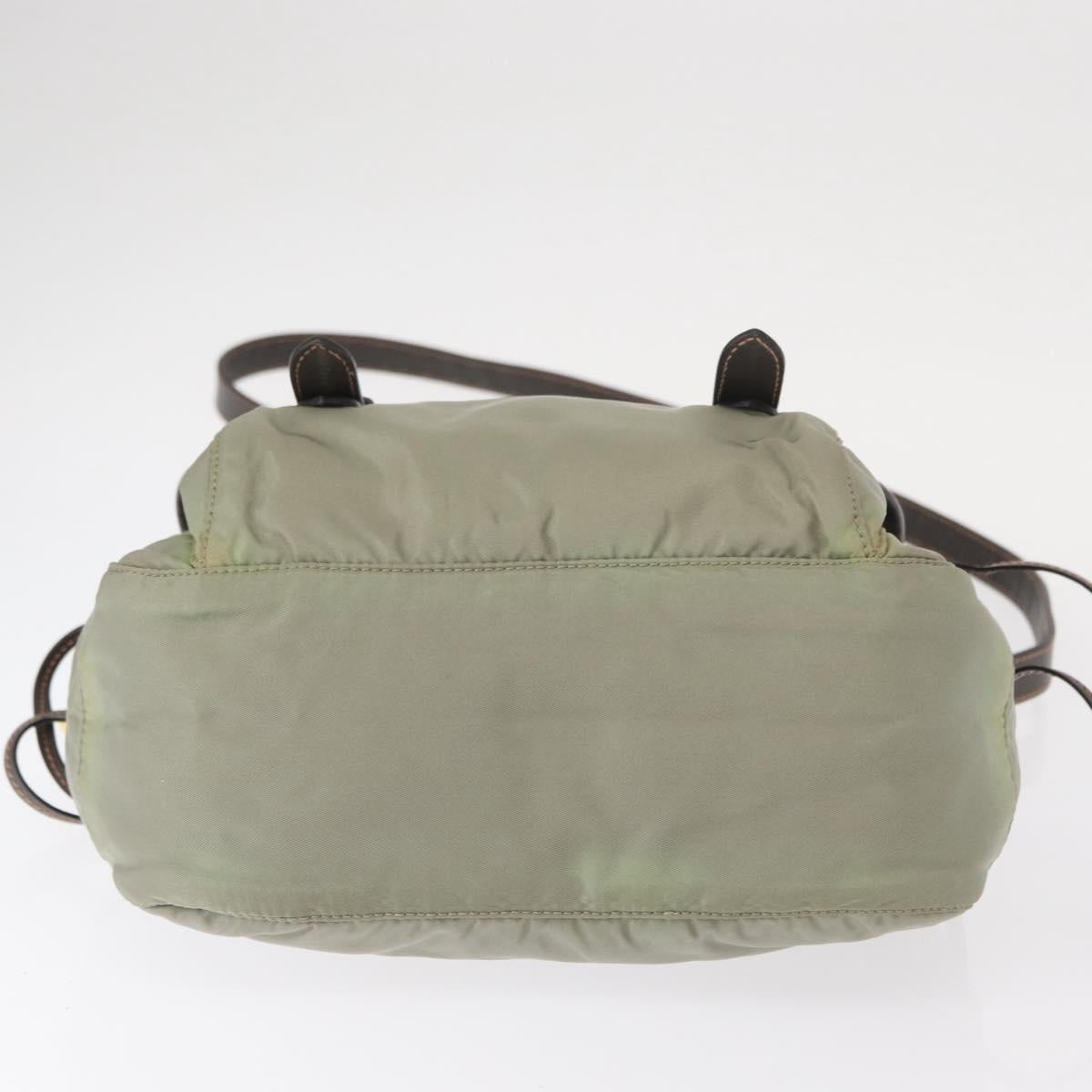 PRADA Shoulder Bag Nylon Green Gold Auth 155214