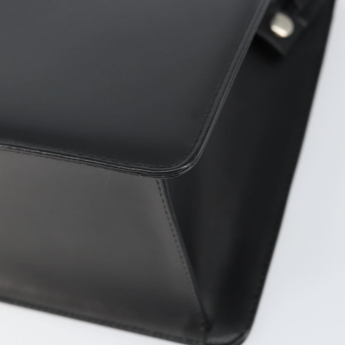 BURBERRY Hand Bag Leather Black Silver Auth 155218