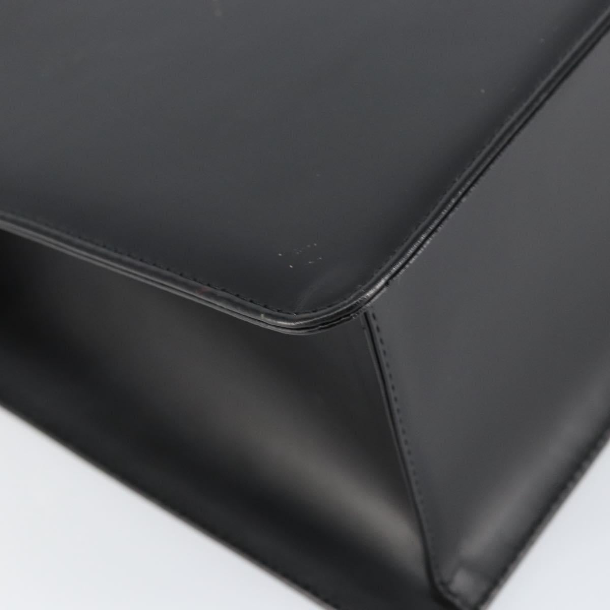 BURBERRY Hand Bag Leather Black Silver Auth 155218