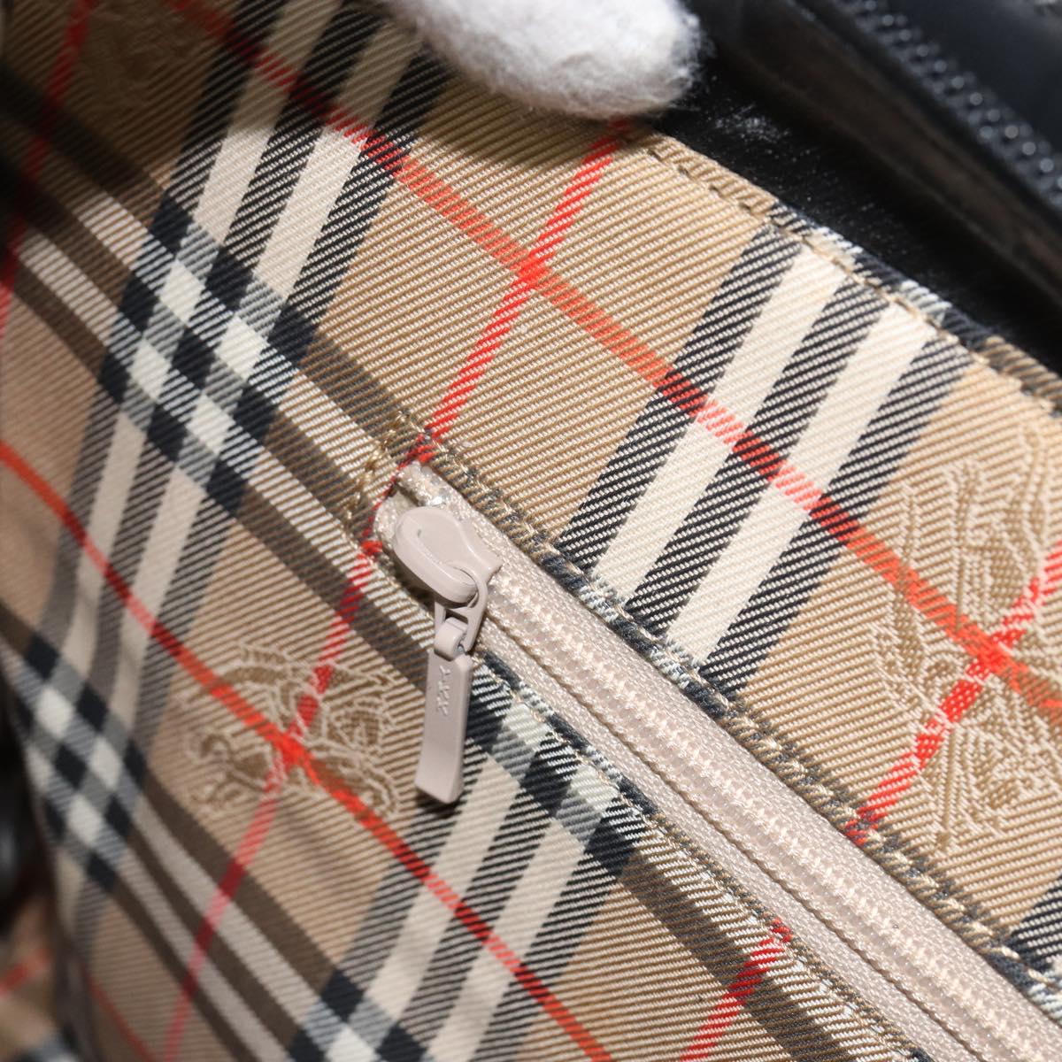 BURBERRY Hand Bag Leather Black Silver Auth 155218