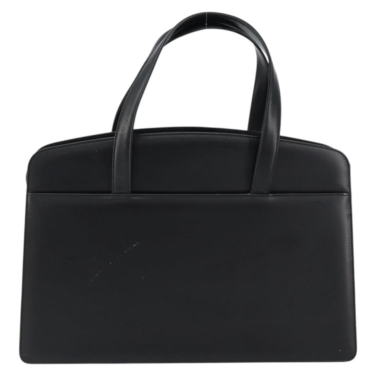 BURBERRY Hand Bag Leather Black Silver Auth 155218