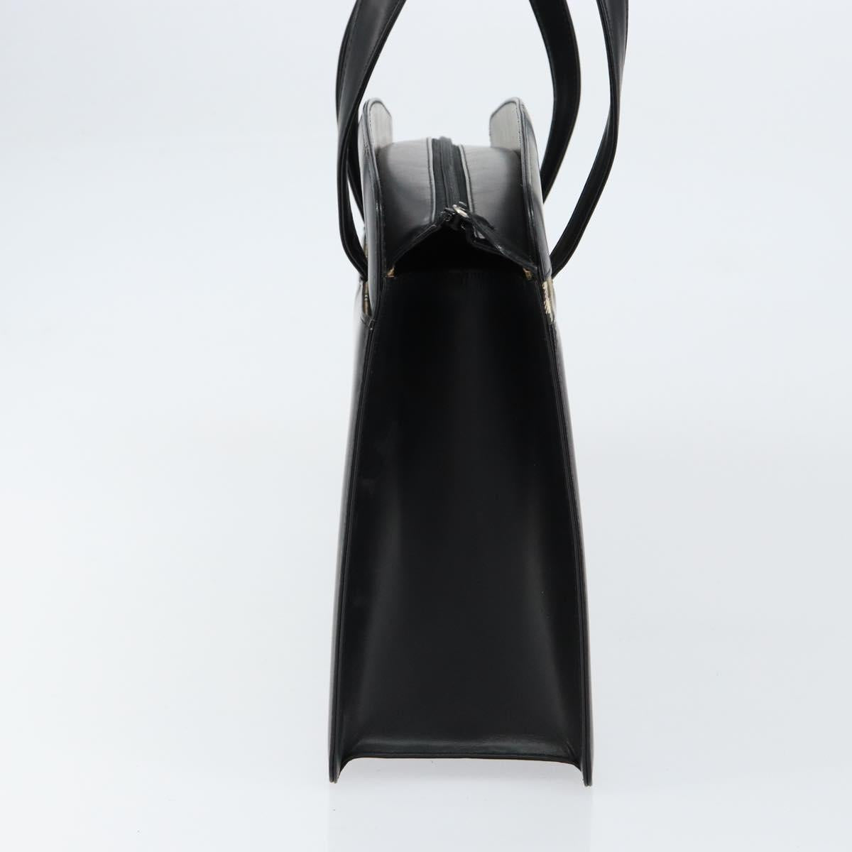 BURBERRY Hand Bag Leather Black Silver Auth 155218