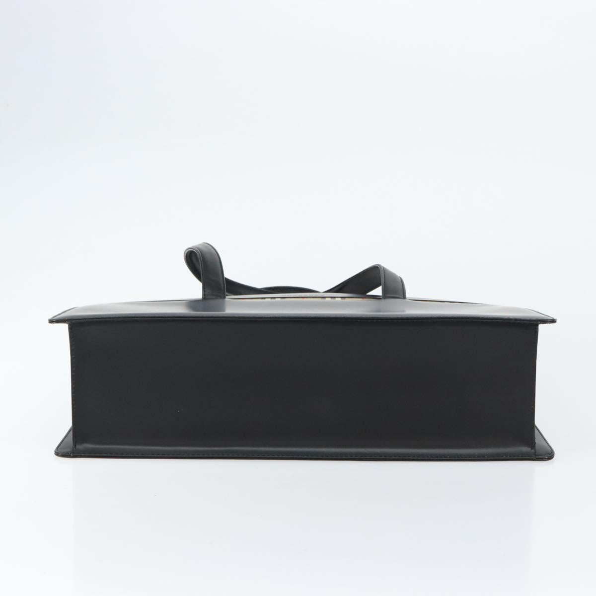 BURBERRY Hand Bag Leather Black Silver Auth 155218