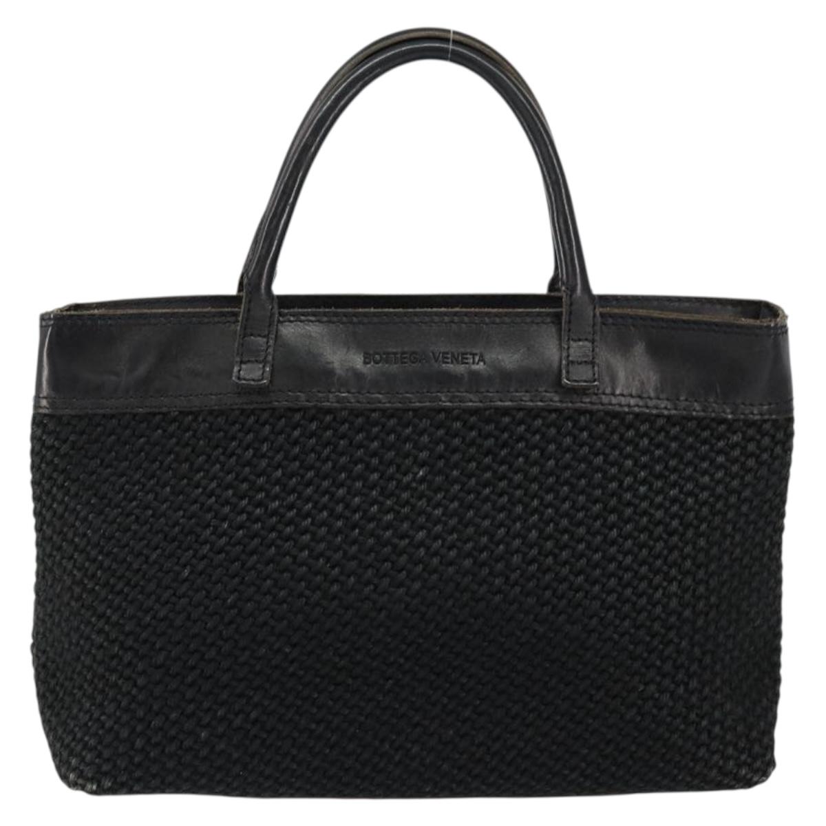 BOTTEGA VENETA Hand Bag Canvas Black Auth 155219