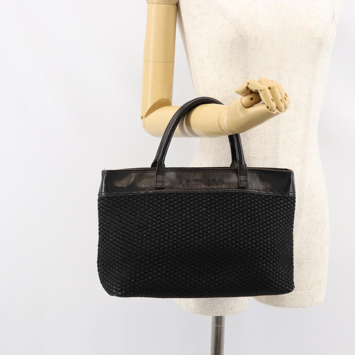 BOTTEGA VENETA Hand Bag Canvas Black Auth 155219
