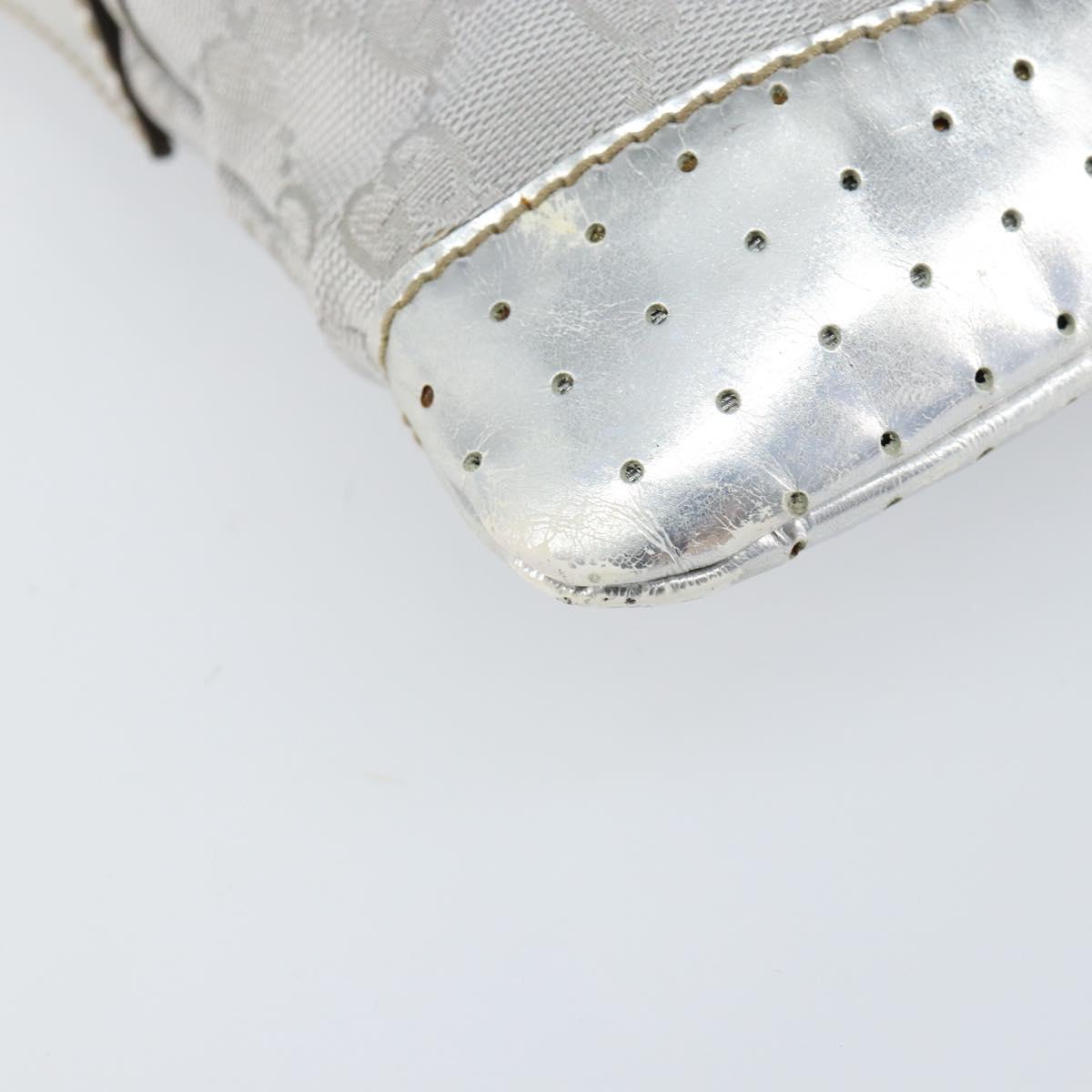 GUCCI GG Canvas Shoulder Bag Silver 147671 Auth 155220