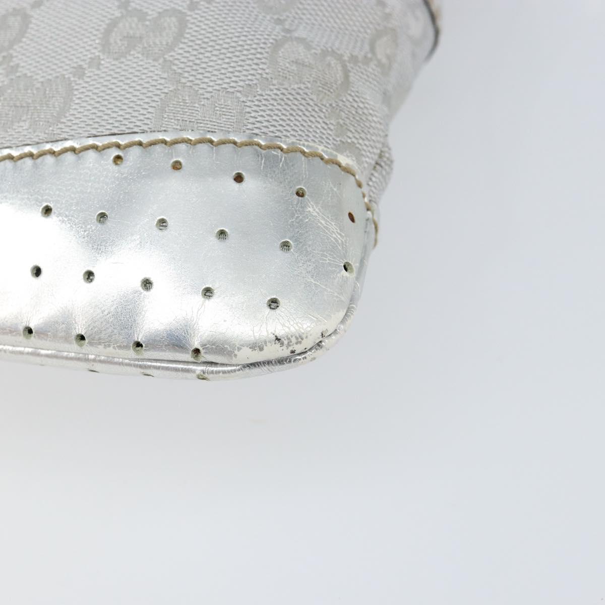 GUCCI GG Canvas Shoulder Bag Silver 147671 Auth 155220