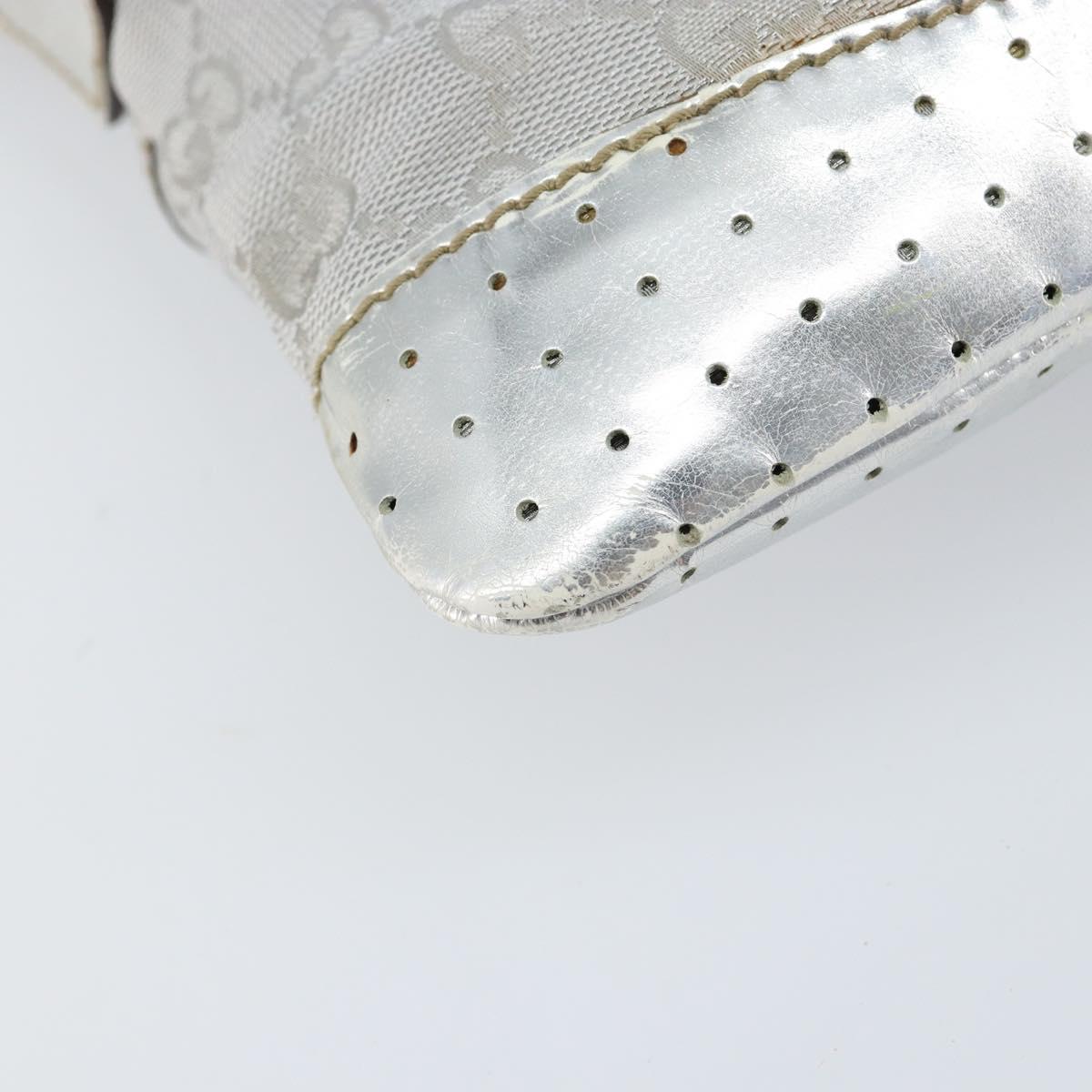 GUCCI GG Canvas Shoulder Bag Silver 147671 Auth 155220